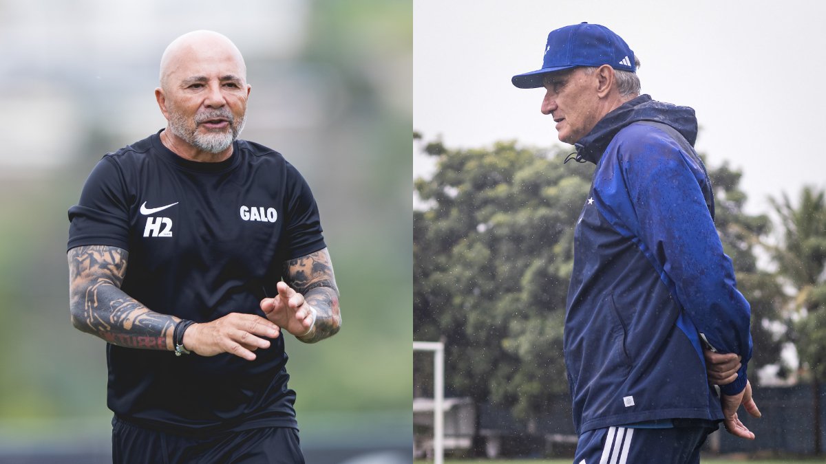 Jorge Sampaoli e Tite, técnicos de Atlético e Cruzeiro (foto: Pedro Souza / Atlético e Gustavo Aleixo/Cruzeiro)
