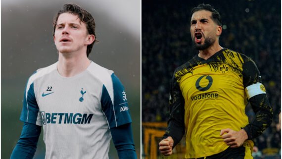 Jogador do Spurs na esquerda e do BVB na direita (foto: Divulgação/Tottenham e Divulgação/Borussia Dortmund)