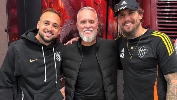 Maycon (à esquerda), Marcelo Vojnovic e Lyanco (à direita), agora juntos no Atlético (foto: Reprodução/Instagram/Marcelo Vojnovic)