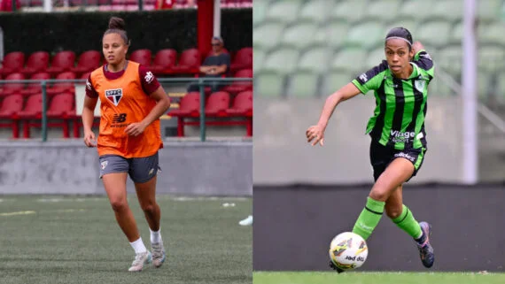 Milena Ferreira e Mari Andrade, atacantes, estão a caminho do Cruzeiro (foto: Aline Fiuza e Carolina Cunha/São Paulo; Mourão Panda/América)