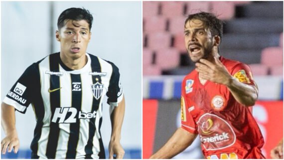 Alan Franco, do Atlético, e Pedro Oliveira, do Tombense (foto: Pedro Souza/Atlético e Victor Souza/Tombense)