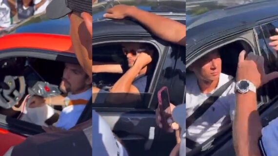 Jogadores do Atlético pararam para ouvir e conversar com torcedores (foto: Reprodução/Redes sociais)