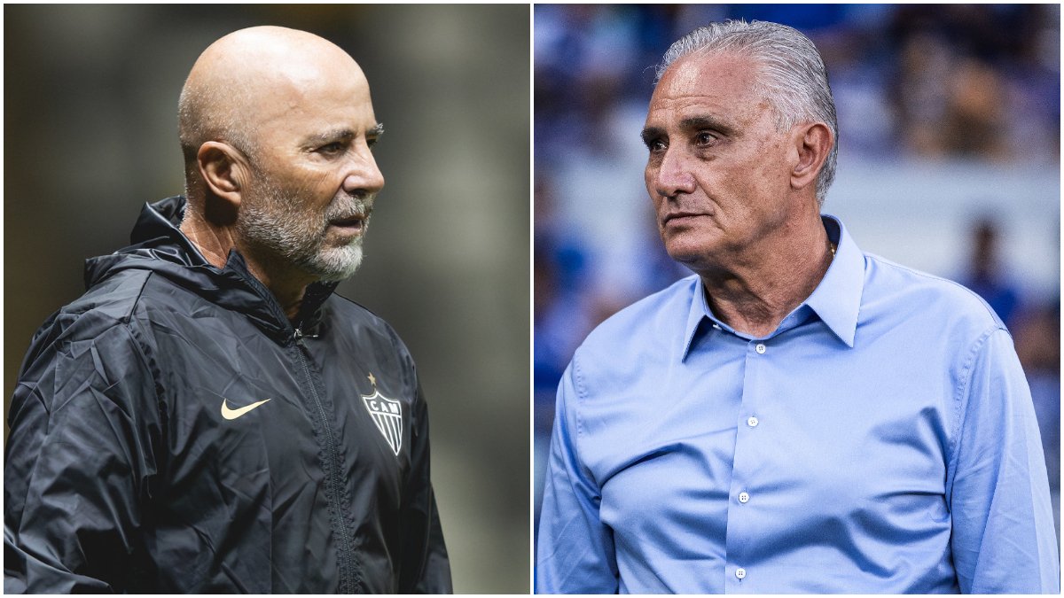Sampaoli, técnico do Atlético, e Tite, do Cruzeiro (foto: Pedro Souza/Atlético e Gustavo Aleixo/Cruzeiro)