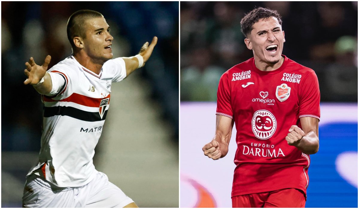 Jogador do São Paulo na esquerda e do Ibrachina na direita (foto: Divulgação São Paulo e Everton Mendes/Ibrachina)