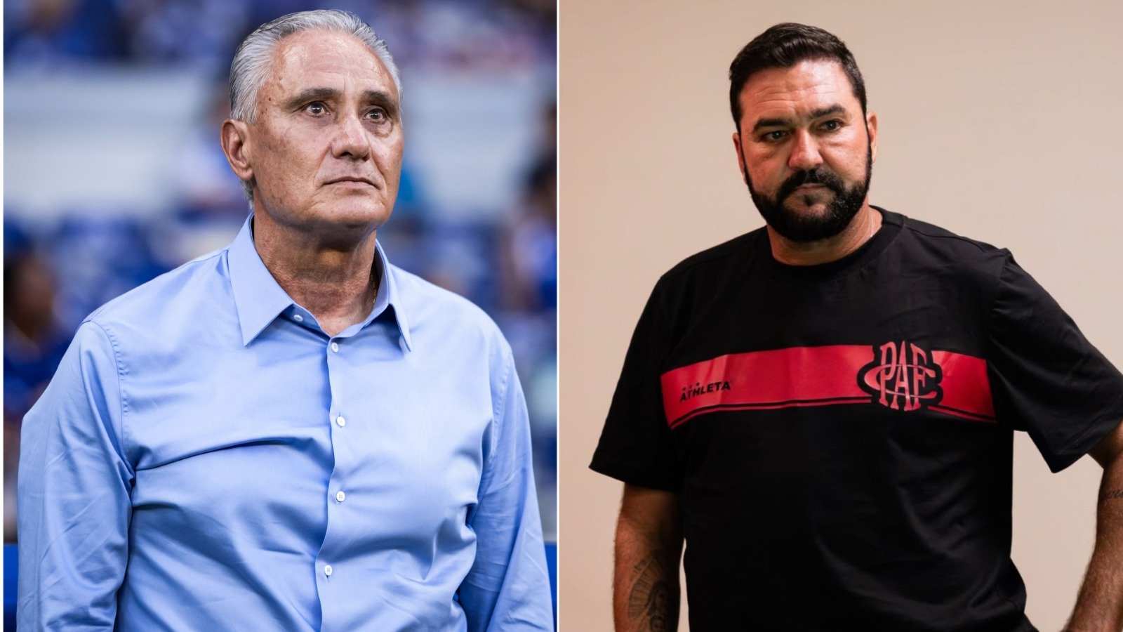 Tite, técnico do Cruzeiro, e Danilo, treinador do Pouso Alegre (foto: Gustavo Aleixo/Cruzeiro e Pouso Alegre/Divulgação)