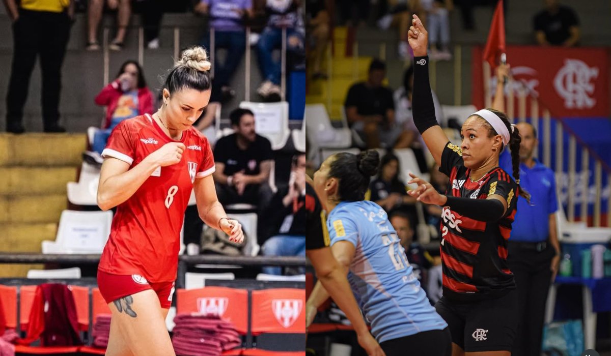 Ariele e Simone Lee disputam posto de maior pontuadora da Superliga Feminina de Vôlei (foto: Reprodução/Instagram--Divulgação/Flamengo)