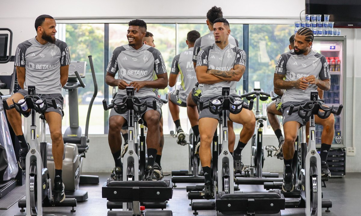 Jogadores do Atlético na Cidade do Galo (foto: Pedro Souza/Atlético)