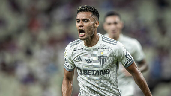 Fausto Vera vibra após marcar gol pelo Atlético (foto: Pedro Souza/Atlético)