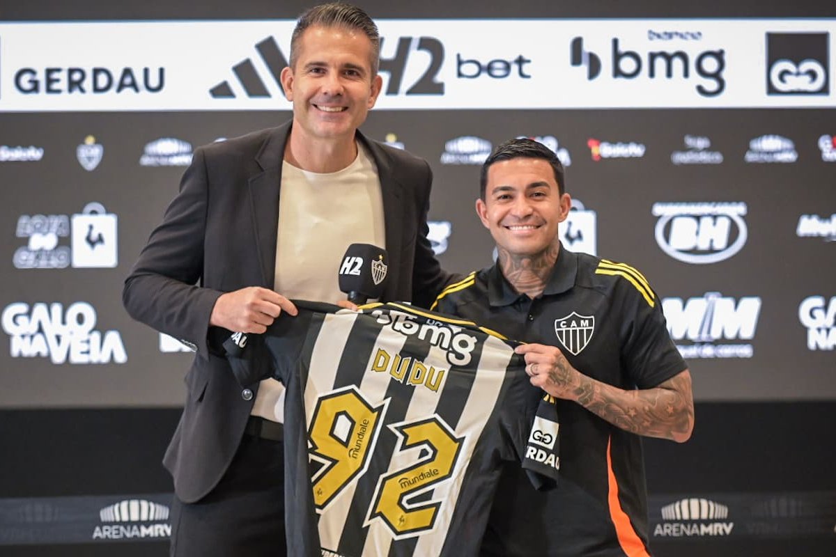 Victor e Dudu durante apresentação na Arena MRV (foto: Leandro Couri/EM/DA.Press)