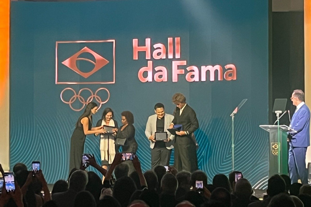 Cristina Ferraz, sobrinha-neta de Afrânio Costa; Daiane dos Santos; Edinanci Silva; e Guga (foto: Pedro Bueno / No Ataque)