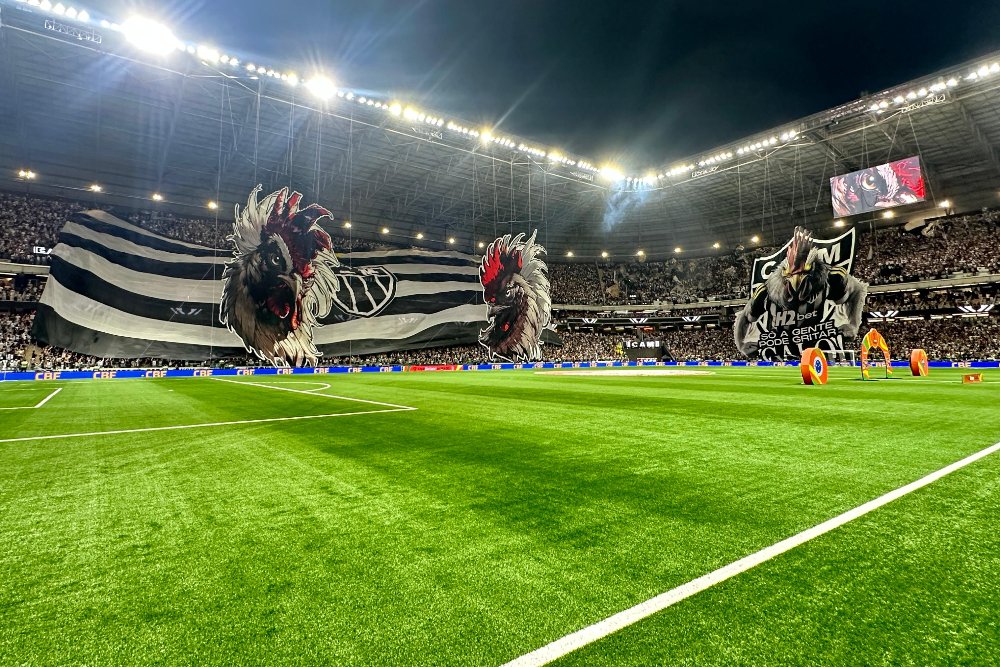 Mosaicos feitos pela torcida do Atlético antes do jogo contra o Cruzeiro (foto: Ramon Lisboa/EM/DA.Press)