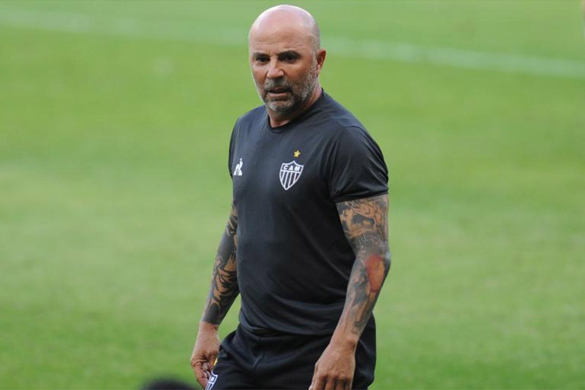 Jorge Sampaoli em ação pelo Atlético em 2020 (foto: Alexandre Guzanshe/EM/D.A Press)